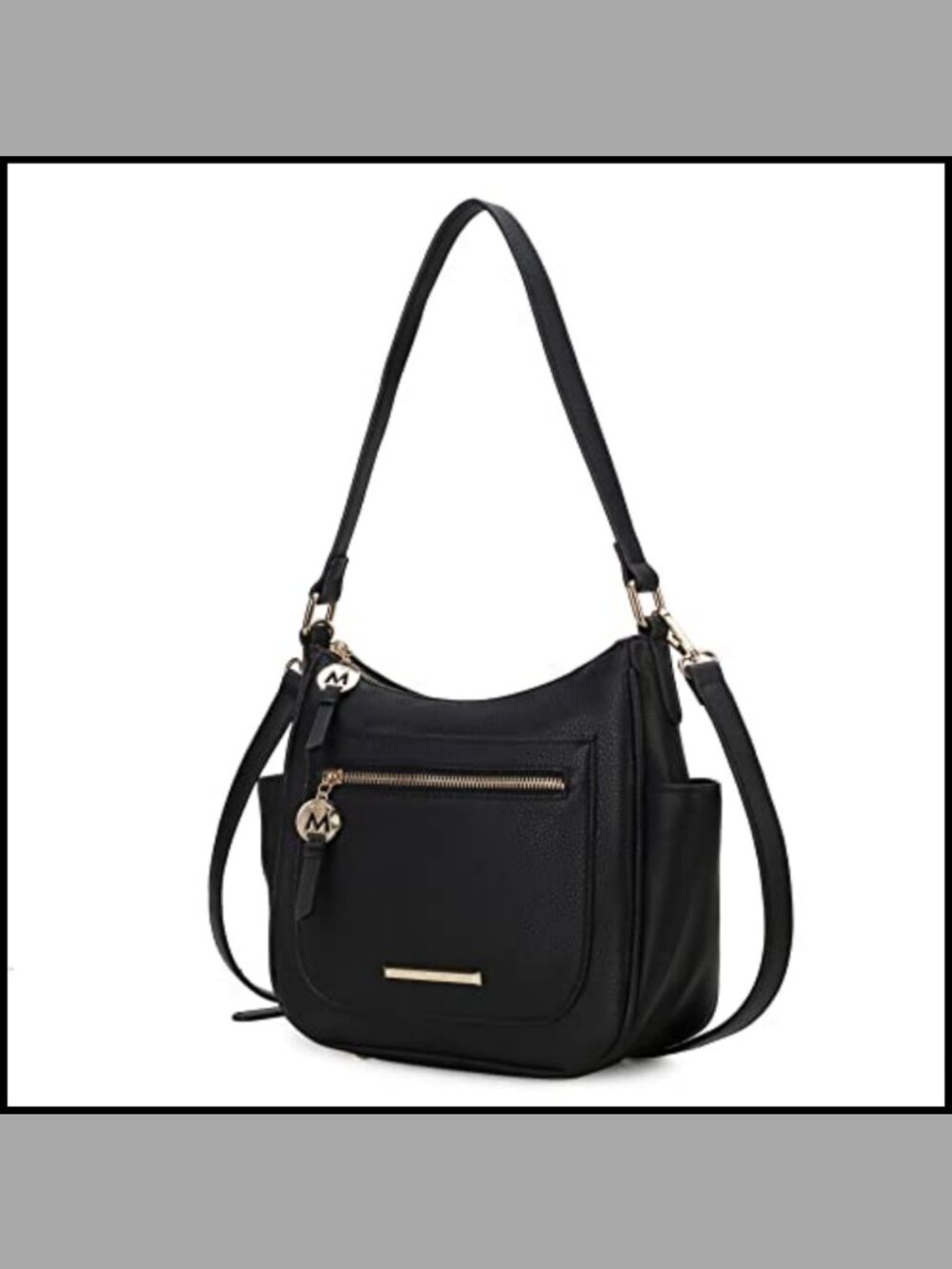 Vegan Leather Crossbody Shoulder Bag Zip Pockets Adjustable Strap